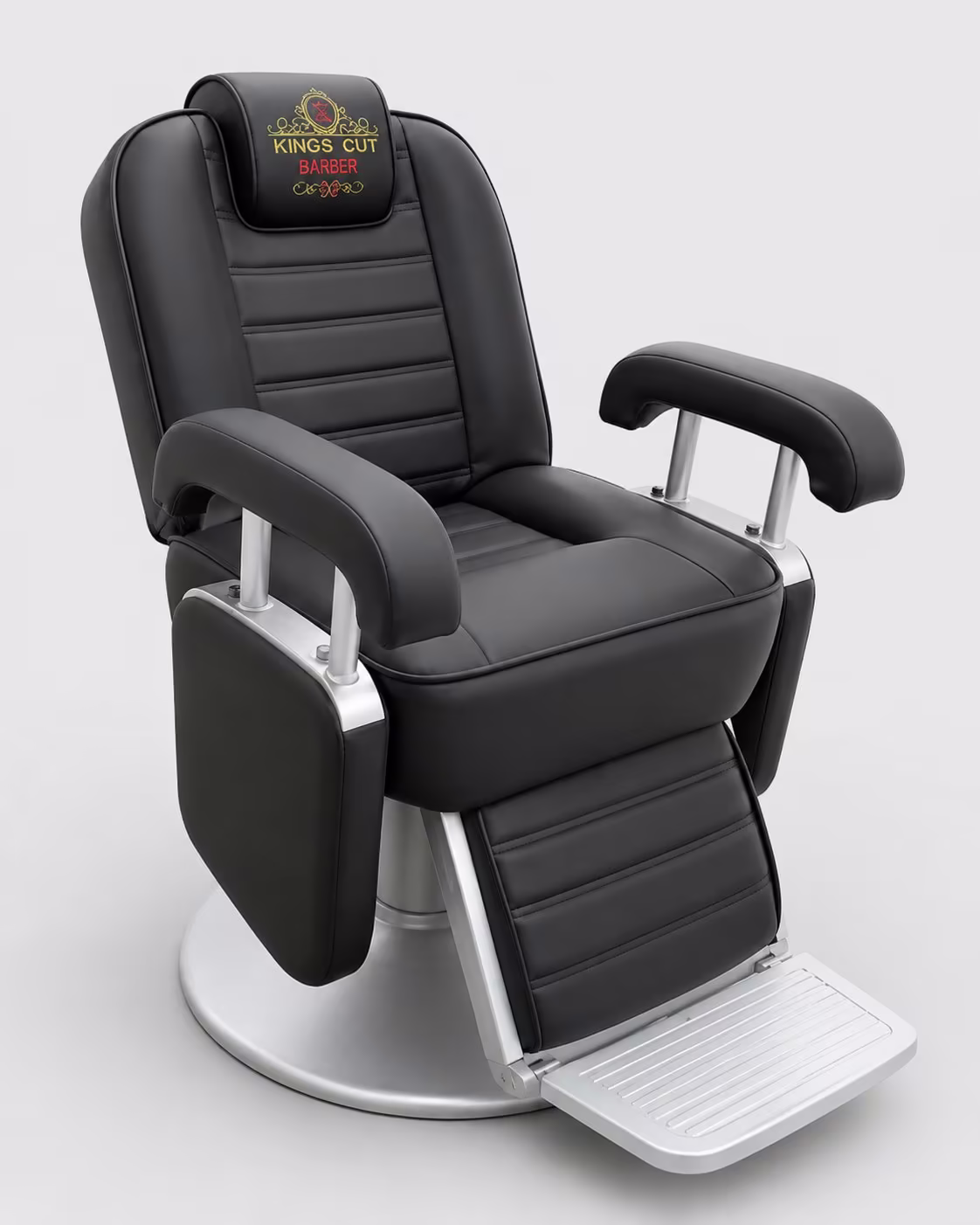 Black reclining barber chair